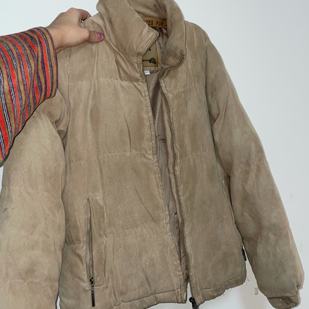 Suede beige puffer jacket